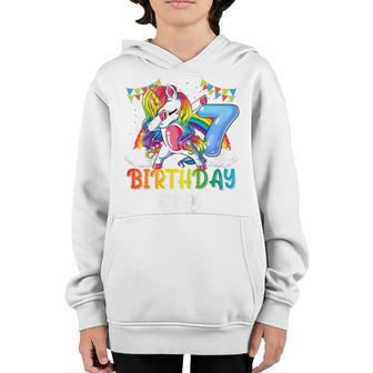 Kids 7 Year Old Gift Awesome Since 2016 7Th Birthday Unicorn Girl V2 Youth Hoodie - Thegiftio UK