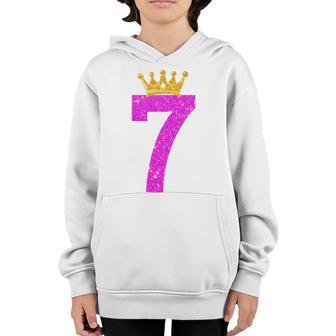 Kids 7 Year Old Gifts 7Th Birthday Girl Ns Golden Crown Funny Youth Hoodie - Thegiftio UK