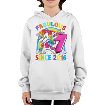 Kids 7 Years Old 7Th Birthday Unicorn Dabbing Birthday Girl Party Youth Hoodie - Thegiftio UK