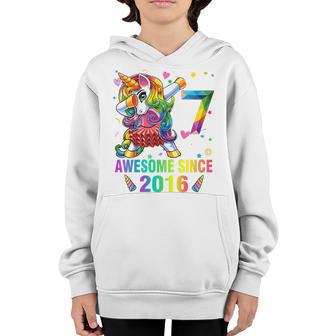Kids 7 Years Old 7Th Birthday Unicorn Dabbing Girl Party Youth Hoodie - Thegiftio UK