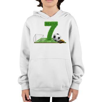 Kids 7Th Birthday Boys 7 Years Soccer Football Player Birthday Youth Hoodie - Thegiftio UK