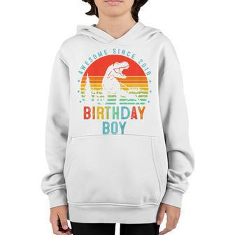 Kids 7Th Birthday Gift 7 Year Old Boy Dinosaur Awesome Since 2016 Youth Hoodie - Seseable