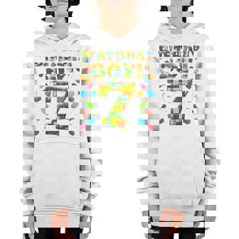 Kids 7Th Birthday Gift 7 Years Old Block Building Boys Kids Youth Hoodie - Thegiftio