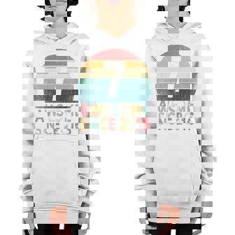 Kids 7Th Birthday Vintage Retro 7 Years Old Awesome Since 2016 Youth Hoodie | Mazezy