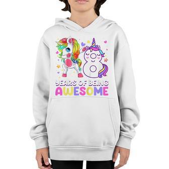 Kids 8 Year Old Gifts Girls Ns Dabbing Unicorn 8Th Birthday V2 Youth Hoodie - Thegiftio UK