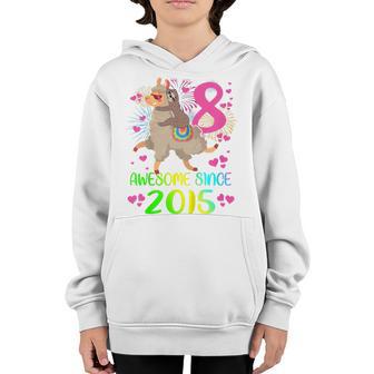 Kids 8 Year Old Sloth Riding Llama Since 2015 8Th Birthday Girl Youth Hoodie - Thegiftio UK