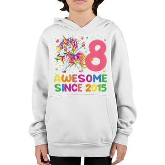 Kids 8 Years Old 8Th Birthday Girl Funny Dabbing Unicorn Girls Youth Hoodie - Thegiftio UK