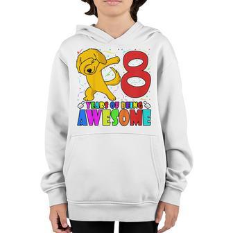 Kids 8Th Birthday Party Dabbing Golden Retriever 8 Years Old Kids Youth Hoodie - Thegiftio UK
