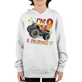 Kids 9 Year Old Gift Im 9 Monster Truck 9Th Birthday Boy Youth Hoodie - Thegiftio UK