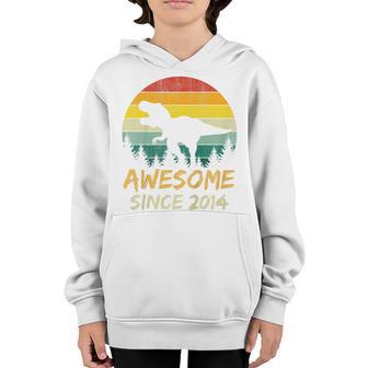 Kids 9Th Birthday Dinosaur 9 Year Old Awesome Since 2014 Gift Boy Youth Hoodie - Thegiftio UK