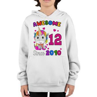 Kids Awesome Since 2011 Flossing Unicorn 12 Year Old Birthday Youth Hoodie - Thegiftio UK