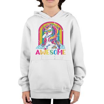 Kids Awesome Since 2017 6Th Birthday 6 Year Old Dabbing Unicorn Youth Hoodie - Thegiftio UK