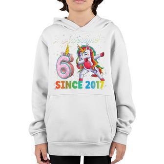 Kids Awesome Since 2017 Dabbing Unicorn 6 Year Old Birthday Girl Youth Hoodie - Thegiftio UK
