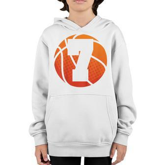 Kids Basketball Birthday 7 Number Seven Year Old Boys Girls Youth Hoodie - Seseable