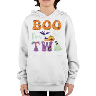 Kids Boo Im Two Ghost Second 2Nd Birthday Halloween Youth Hoodie - Thegiftio UK