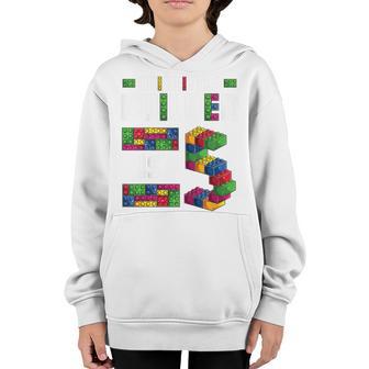Kids Builder 5 Year Old Building Blocks Birthday Bricks 5Th Youth Hoodie - Thegiftio UK