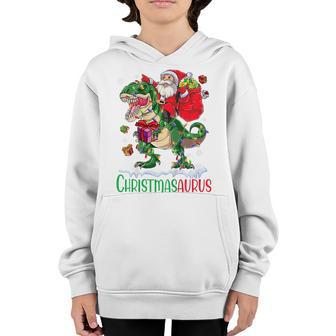 Kids Christmas Santa Riding Dinosaur Christmasaurus Toddler Boys Youth Hoodie - Thegiftio UK