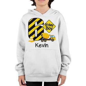 Kids Construction 6Th Birthday Kevin Boys 6 Years Old Party Youth Hoodie - Thegiftio UK