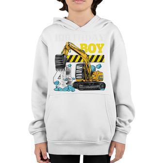 Kids Construction Truck 4Th Birthday T Boy 4 Year Old Gifts Youth Hoodie - Thegiftio UK