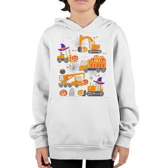 Kids Construction Vehicle Halloween Crane Truck Pumpkin Boys Kids V4 Youth Hoodie - Thegiftio UK