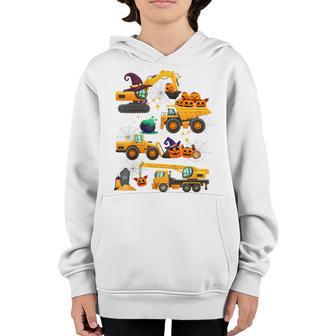 Kids Construction Vehicle Halloween Crane Truck Pumpkin Boys Kids V5 Youth Hoodie - Thegiftio UK