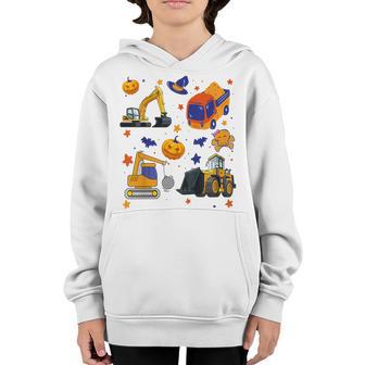 Kids Construction Vehicle Halloween Crane Truck Pumpkin Boys Kids V7 Youth Hoodie - Thegiftio UK