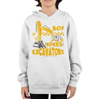Kids Construction Vehicle Just A Boy Who Loves Excavators Youth Hoodie - Seseable
