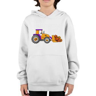Kids Cool I Dig Halloween Pumpkin Tractor Jack O Latern Kids Youth Hoodie - Thegiftio UK