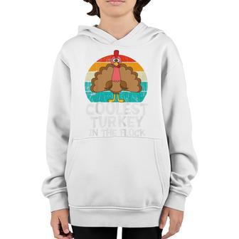 Kids Coolest Turkey In The Flock Toddler Boys Thanksgiving Kids V2 Youth Hoodie - Thegiftio UK