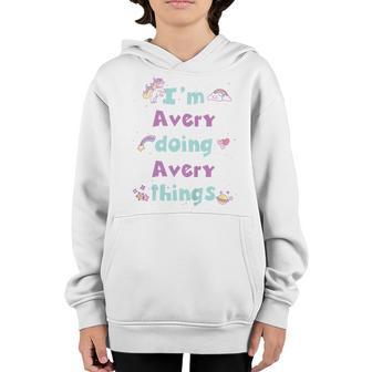 Kids Cute Avery Personalized First Name Girls Youth Hoodie - Thegiftio UK