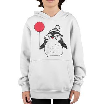 Kids Cute Christmas Baby Penguin Red Balloon Eyeglasses Youth Hoodie - Thegiftio UK
