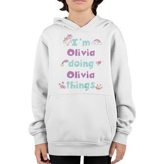 Kids Cute Olivia Personalized First Name Girls Youth Hoodie - Seseable
