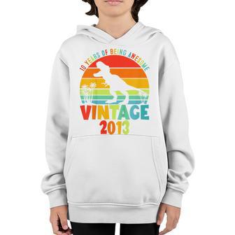 Kids Dinosaur 10Th Birthday Boy Gifts 10 Years Of Being Awesome Youth Hoodie - Thegiftio UK