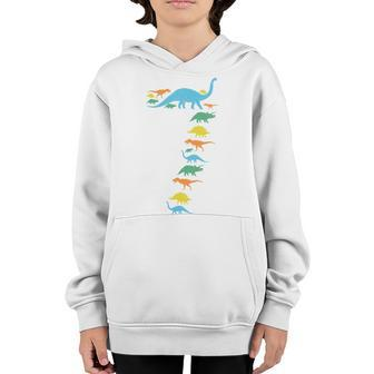 Kids Dinosaur 7Th Birthday Gift For 7 Year Old Boys Girls Youth Hoodie - Seseable