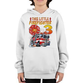 Kids Fire Truck 3Rd Birthday Boy Firefighter 3 Year Old V3 Youth Hoodie - Thegiftio UK