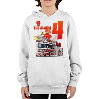 Kids Fire Truck 4 Year Old Firefighter 4Th Birthday Boy Toddler Youth Hoodie - Thegiftio UK