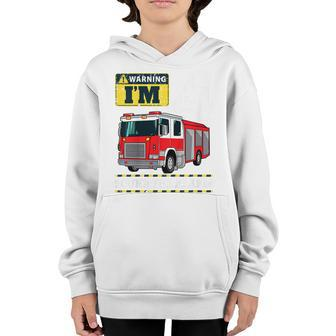 Kids Fire Truck 4 Year Old Firefighter 4Th Birthday Boy Toddler Youth Hoodie - Seseable