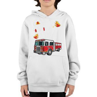 Kids Fire Truck 4Th Birthday Boy Firefighter 4 Year Old Youth Hoodie - Seseable