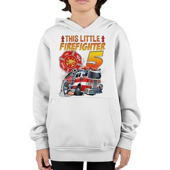 Kids Fire Truck 5 Year Old Firefighter 5Th Birthday Boy Toddler Youth Hoodie - Seseable