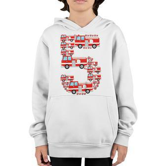 Kids Fire Truck 5Th Birthday Boy 5 Year Old Toddler Firefighter  Youth Hoodie