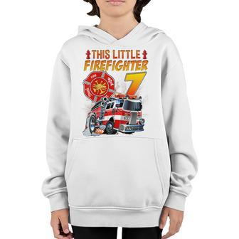 Kids Fire Truck 7 Year Old Firefighter 7Th Birthday Boy Toddler Youth Hoodie - Seseable