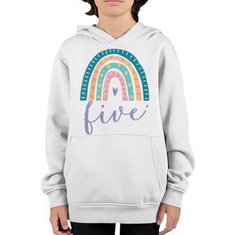 Kids Five Year Old Rainbow 5Th Birthday Gifts For Girls 5 Bday Youth Hoodie - Thegiftio UK