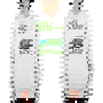 Kids Garbage Truck Boy Just A Kid Who Loves Garbage Trucks Youth Hoodie | Mazezy