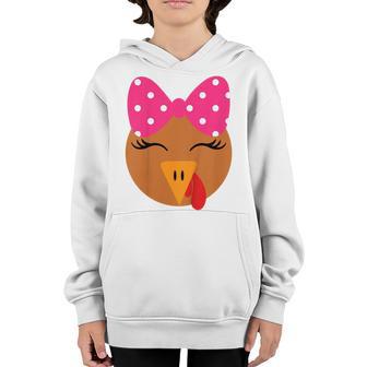 Kids Girls Turkey With Bow For Toddler Thanksgiving Baby Youth Hoodie - Thegiftio UK