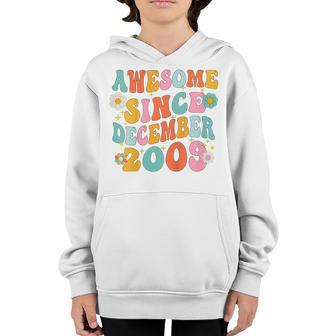 Kids Groovy 13Th Birthday Awesome Since December 2009 13 Yrs Old Youth Hoodie - Thegiftio UK