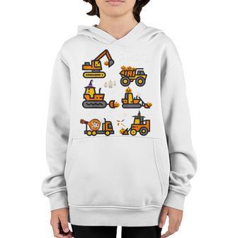 Kids Halloween Construction Vehicle Crane Truck Pumpkin Boys Kid Youth Hoodie - Thegiftio UK