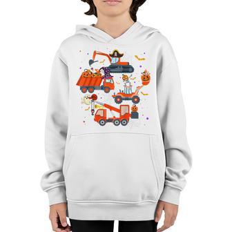 Kids Halloween Crane Truck Construction Pumpkin Toddler Kids Boys V3 Youth Hoodie - Thegiftio UK