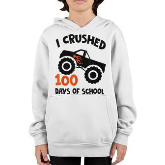 Kids I Crushed 100 Days Of School Boys Girls Monster Truck Youth Hoodie - Seseable