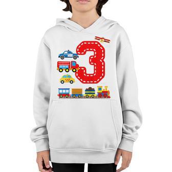 Kids Im 3 Years Old Locomotive Train 3Rd Birthday Boy Toddler Youth Hoodie - Thegiftio UK