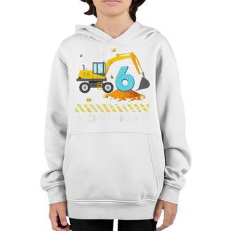 Kids Im 6 And Crushing It 6 Years Boys 6Th Birthday Excavator Youth Hoodie - Thegiftio UK